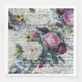 Serviette En Papier Rose anglais Florals Écritures éphémères Découpage (Devant)