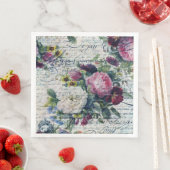 Serviette En Papier Rose anglais Florals Écritures éphémères Découpage (En situation)
