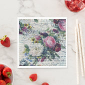 Serviette En Papier Rose anglais Florals Écritures éphémères Découpage (En situation)