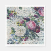 Serviette En Papier Rose anglais Florals Écritures éphémères Découpage (Devant)