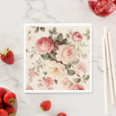 Serviette En Papier Rose anglais rose élégant (En situation)