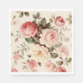 Serviette En Papier Rose anglais rose élégant (Devant)