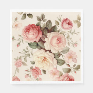 Serviette En Papier Rose anglais rose élégant