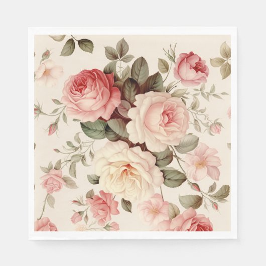 Serviette En Papier Rose anglais rose élégant (Devant)