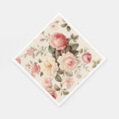Serviette En Papier Rose anglais rose élégant (Coin)
