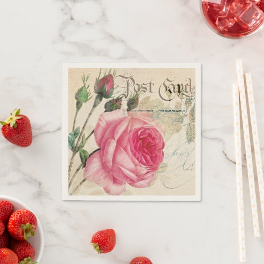 Serviette En Papier Rose Antique (En situation)
