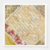 Serviette en papier Rose Antique et Notes de Musiq (Devant)