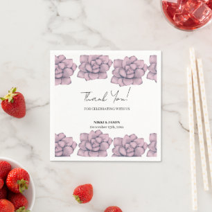 Serviette En Papier Rose aquarelle élégante remerciements de mariage m