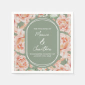 Serviette En Papier Rose Aquarelle Sage Vert Mariage rose pâle (Devant)