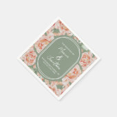 Serviette En Papier Rose Aquarelle Sage Vert Mariage rose pâle (Coin)