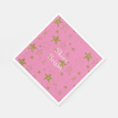 Serviette En Papier Rose avec étoiles d'or (Coin)