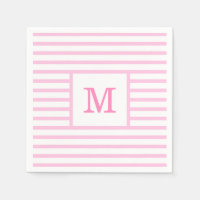 Rose bébé et rayures blanches Monogramme personnal