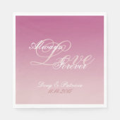 Serviette En Papier Rose Blanc Blush Amour Toujours Mariage (Devant)