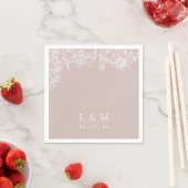 Serviette En Papier Rose blanc Monogramme Mariage serviettes (En situation)
