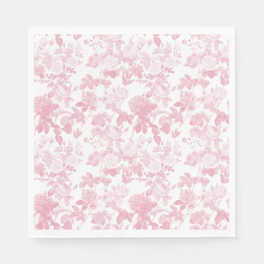 Serviette En Papier Rose blanc rose Chinoiserie Motif (Devant)