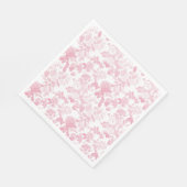 Serviette En Papier Rose blanc rose Chinoiserie Motif (Coin)
