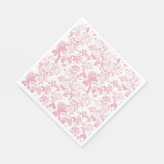Serviette En Papier Rose blanc rose Chinoiserie Motif (Coin)
