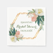 Serviette En Papier Rose Blanc rose fleurs de roses Fête des mariées g (Devant)