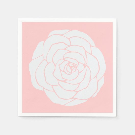 Serviette En Papier Rose blanche (Devant)