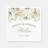 Serviette En Papier Rose blanche | Cocktail mariage (Devant)