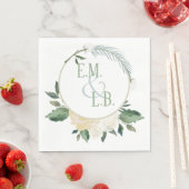 Serviette En Papier Rose blanche et Boho or (En situation)