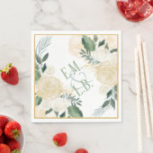 Serviette En Papier Rose blanche et Boho or 2 (En situation)