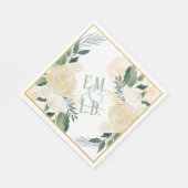 Serviette En Papier Rose blanche et Boho or 2 (Coin)