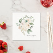 Serviette En Papier Rose blanche Eucalyptus Élégant mariage personnali (En situation)