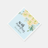 Serviette En Papier Rose blanche Flora Eucalyptus bleu 80e anniversair (Coin)