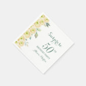 Serviette En Papier Rose blanche Flore Surprise 50e anniversaire (Coin)