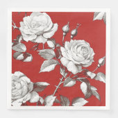 Serviette En Papier Rose Blanche Vintage (Devant)