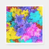 Serviette En Papier Rose, Bleu, Acqua, Belle Fleurs Jaunes (Devant)