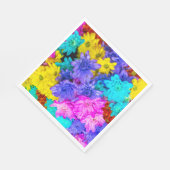 Serviette En Papier Rose, Bleu, Acqua, Belle Fleurs Jaunes (Coin)