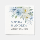 Serviette En Papier Rose bleu Dusty Mariage Floral (Devant)