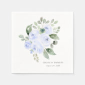 Serviette En Papier Rose bleu Eucalyptus Élégant Mariage personnalisé (Devant)