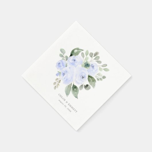 Serviette En Papier Rose bleu Eucalyptus Élégant Mariage personnalisé (Coin)