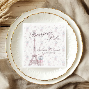 Serviette En Papier Rose Bleu Macaron Bonjour Bebe Paris Baby shower