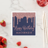 Serviette En Papier Rose bleu marine Parties scintillant d'or Drithday (En situation)