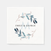 SERVIETTE EN PAPIER ROSE BLEU ROSE OR FAUNA WREATT MONOGRAM MARIAGE (Devant)