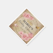 Serviette En Papier Rose Bleu rose papillon Couronne or Quinceanera (Coin)