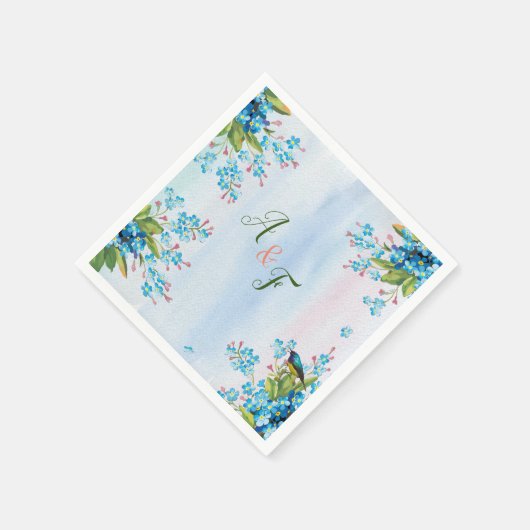 Serviette En Papier Rose bleu vert et doux (Coin)
