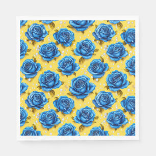 Serviette En Papier Rose bleue de luxe Élégante florale pour douche de