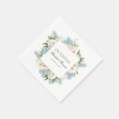 SERVIETTE EN PAPIER ROSE BLEUE DOUCE FLEURS FLEURS MONOGRAMME BRIDAL (Coin)