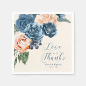 Serviette En Papier Rose Blue/Peach Love and Thanks ID584 (Devant)