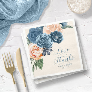 Serviette En Papier Rose Blue/Peach Love and Thanks ID584
