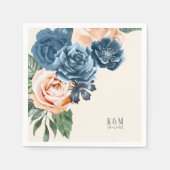 Serviette En Papier Rose Blue/Peach Mariage ID584 (Devant)