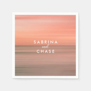 Serviette En Papier Rose Blush Mariage personnalisé serviettes