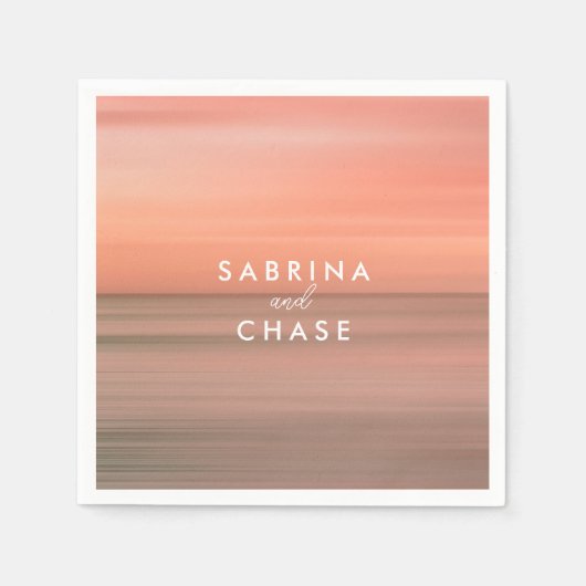 Serviette En Papier Rose Blush Mariage personnalisé serviettes (Devant)