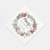 Serviette En Papier Rose Botanique d'hiver 60e anniversaire Elégant (Coin)