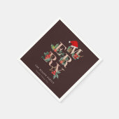 Serviette En Papier Rose Brown Gold Red Green Joyeux Noël Folio (Coin)